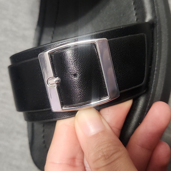 SODA Chunky Platform Wedge Black Faux Leather Buckle Strappy Sandals Heels Shoes - Picture 9 of 13